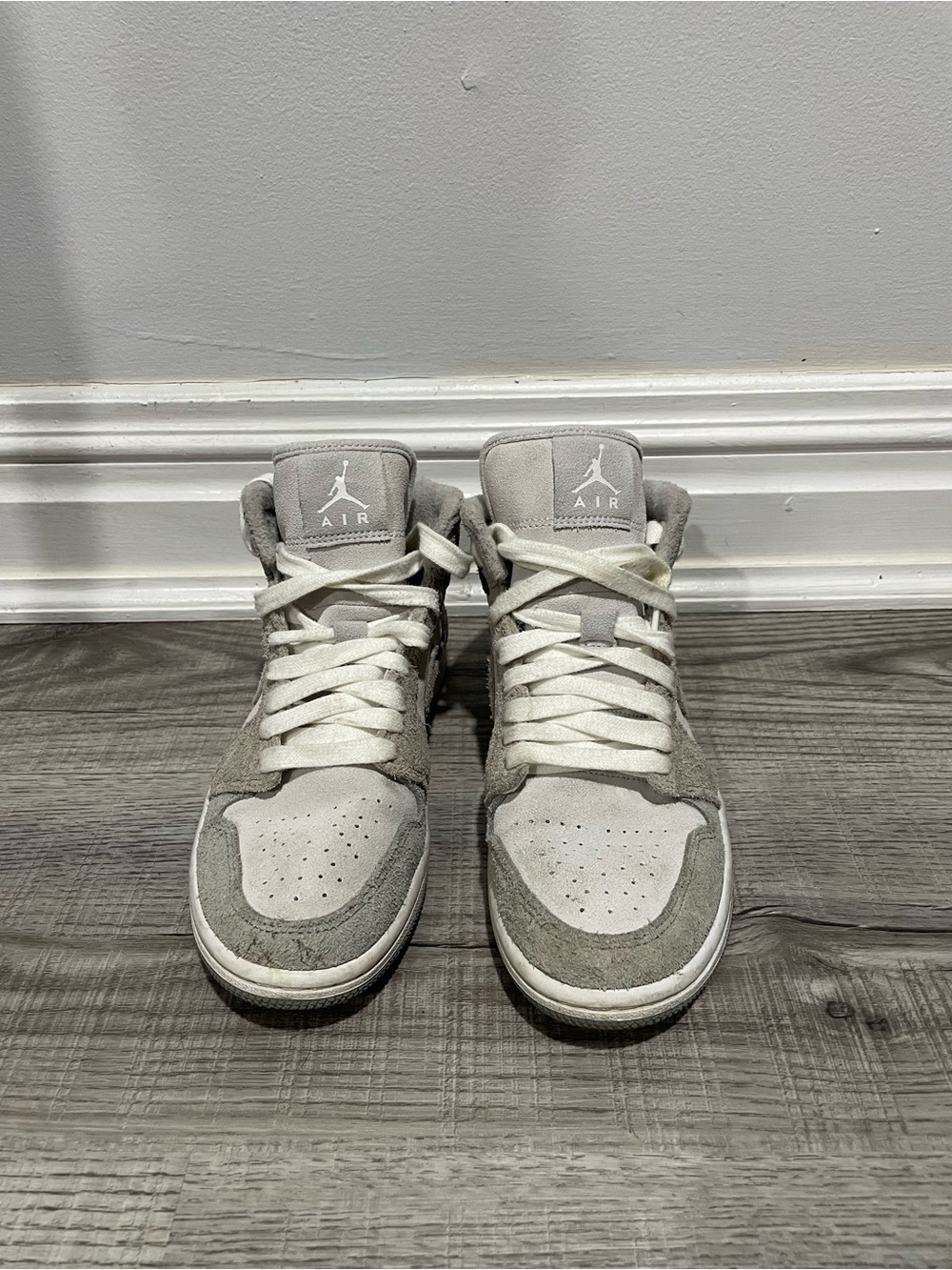 Jordan Women’s Mid-Top Sneakers — Gray & White - Size 7